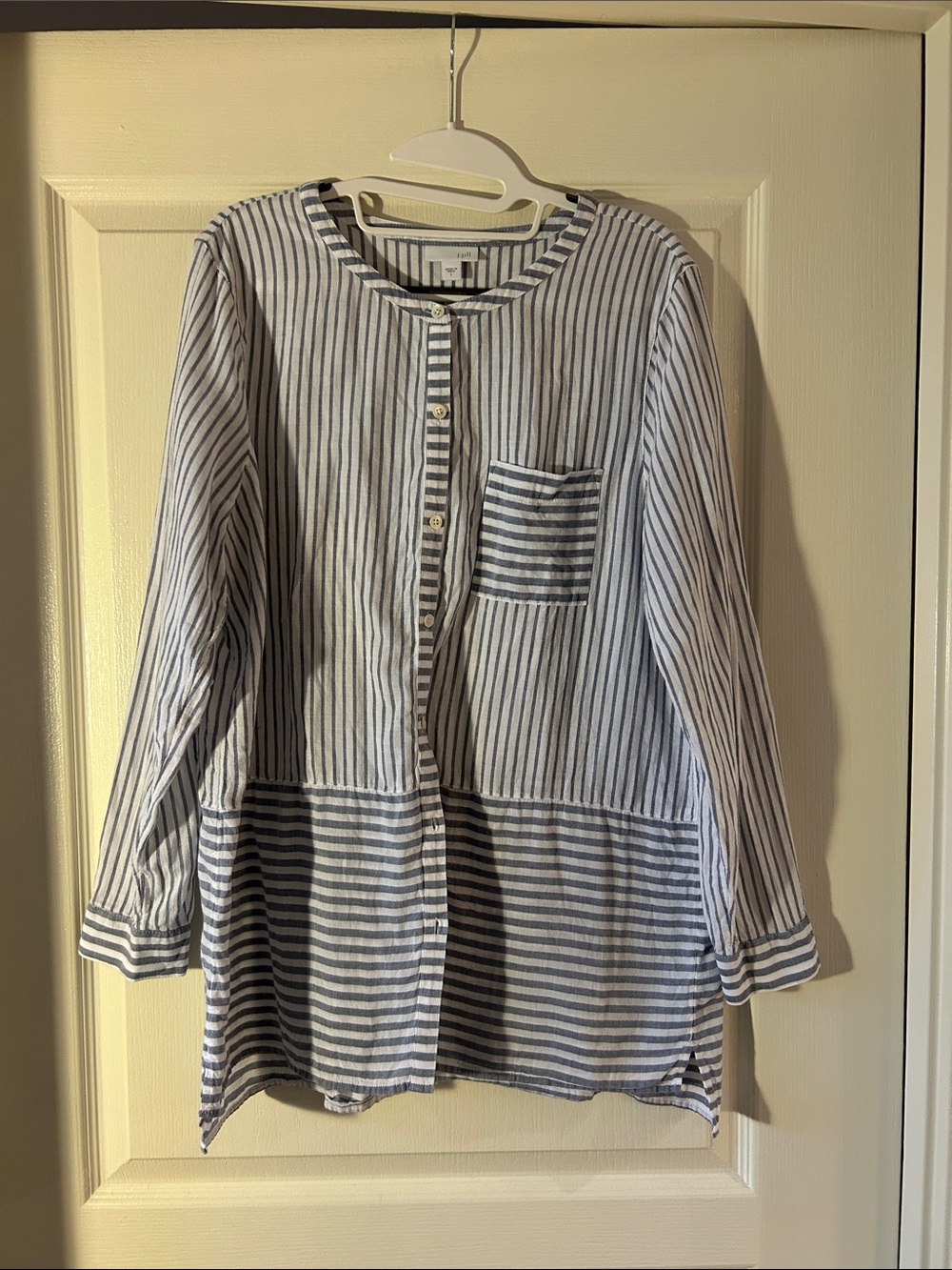 J. Jill Blue & White Striped Button-Front Shirt